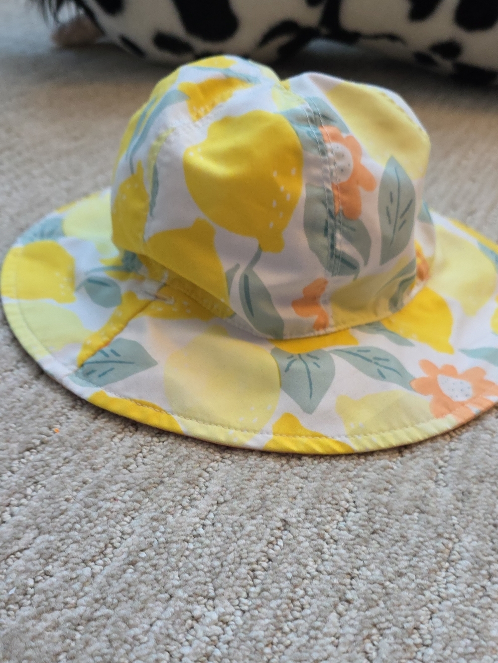 Kids Lemon Print Sun Hat - Yellow